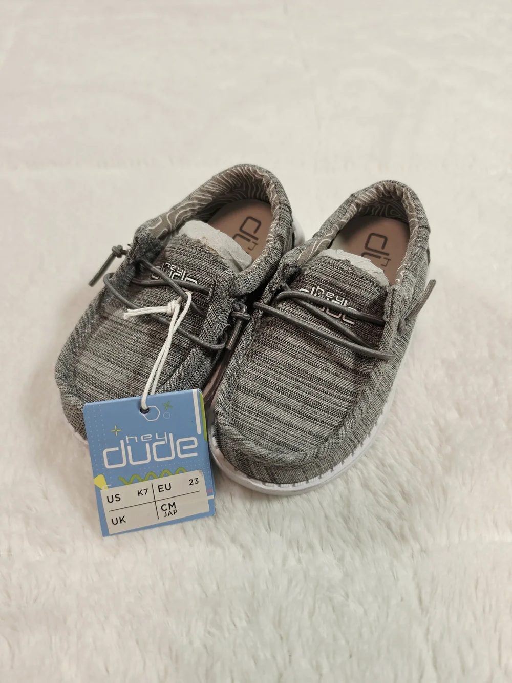 Hey Dude Baby Gray Knit Slip-On Shoes with Bungee Laces